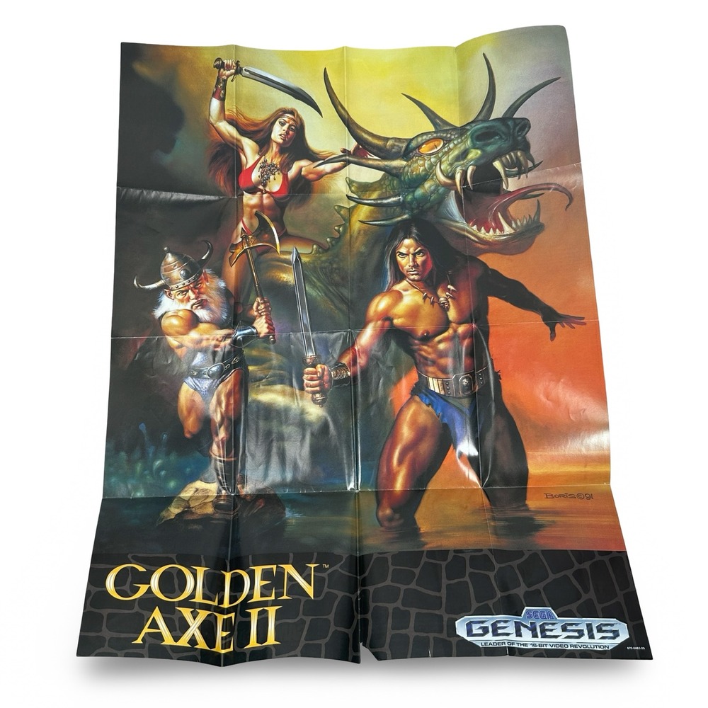 Vintage 1991 Sega Genesis Golden Axe II Boris Vallejo Poster Sonic 18x24 Fair